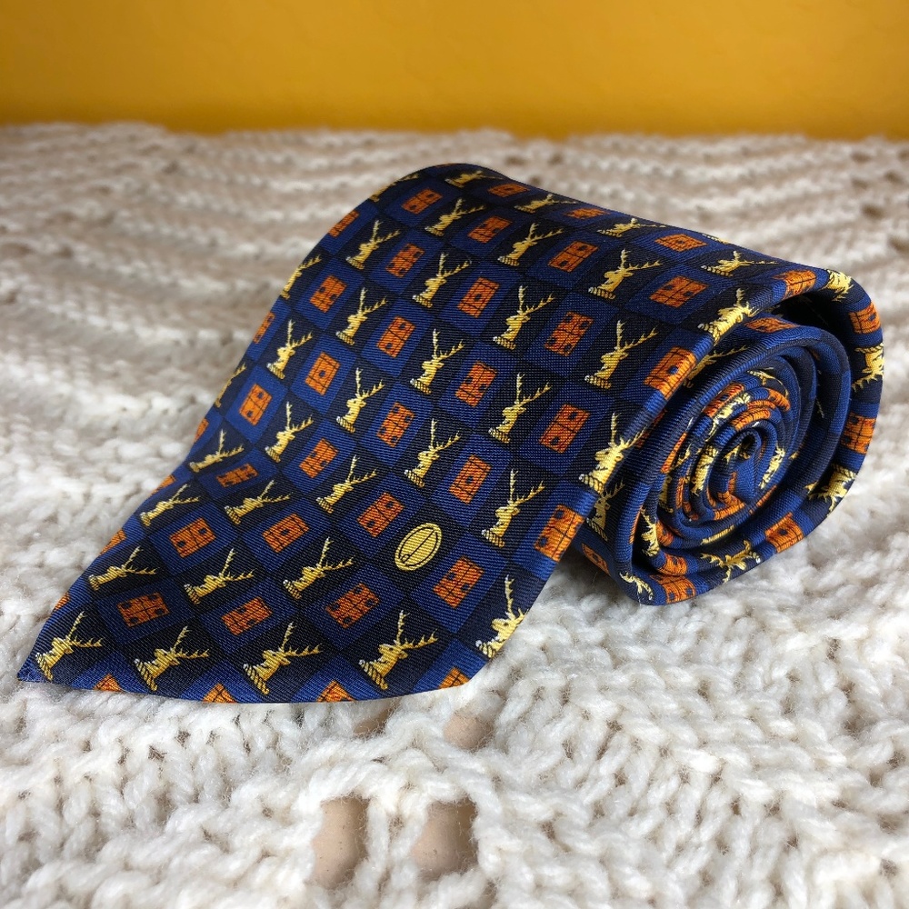 Dunhill, Blue/Orange with Stag Silk Tie